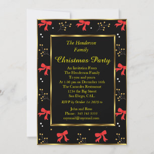 Christmas party Red Black Invitation