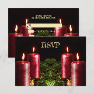 Christmas Party Red Candles Winter Holidays RSVP Card