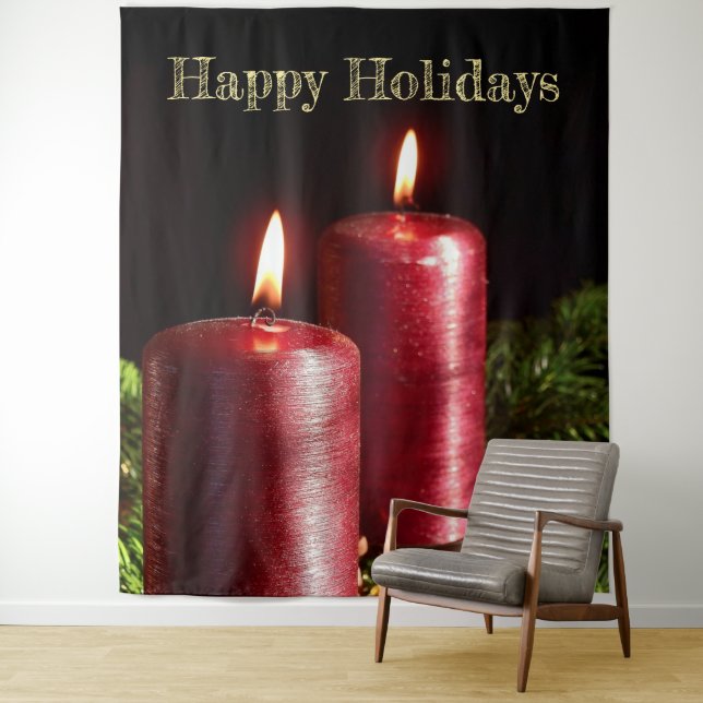 Christmas Party Red Candles Winter Holidays Tapestry (In Situ)