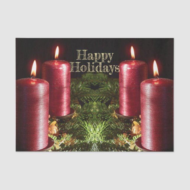 Christmas Party Red Candles Winter Holidays Tissue Paper (Front)