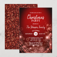 CHRISTMAS PARTY Red Glitter White Snowflakes Snow