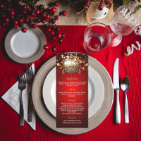 Christmas party red gold bauble dinner menu card