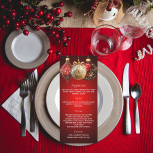 Christmas party red gold baubles dinner menu