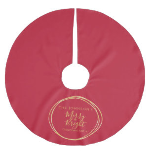 Christmas Party Red Gold Brushed Polyester Tree Skirt