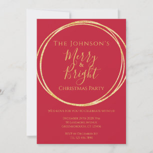 Christmas Party Red Gold Invitation