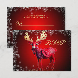 Christmas Party Red Reindeer Winter Holidays RSVP Card