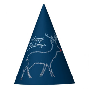 Christmas Party Reindeer Blue Sky Shiny Stars Party Hat