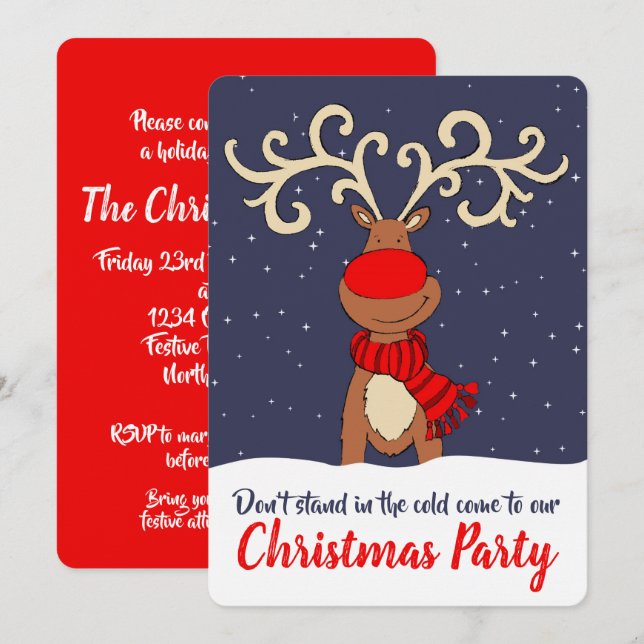 Christmas party reindeer come in invitations (Front/Back)