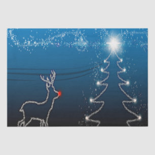 Christmas Party Reindeer Tree Blue Sky Shiny Stars Tissue Paper