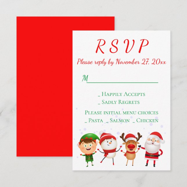 Christmas Party RSVP Red Green Santa Holiday Invitation (Front/Back)