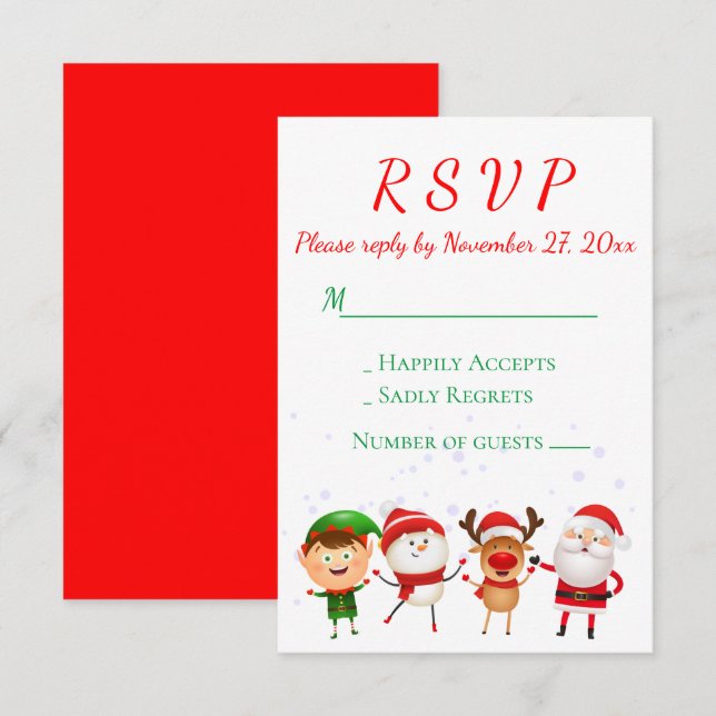Christmas Party RSVP Red Green Santa Holiday Invitation (Front/Back)