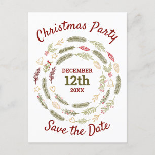 Christmas Party Rustic Pine Holiday Save the Date Announcement Postcard