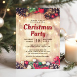 Christmas Party Rustic String Lights Pine Cones Invitation<br><div class="desc">Invite your loved ones to a festive Christmas party with this Rustic String Lights Pine Cones Invitation. This enchanting invitation features rustic string lights intertwined with beautiful pine cones, capturing the essence of a cosy winter celebration. Whether you're hosting a family gathering or a friends' holiday party, this invitation sets...</div>