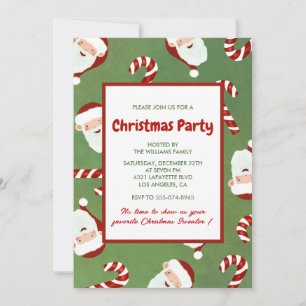 Christmas Party  Santa Barley Sugar Invitation
