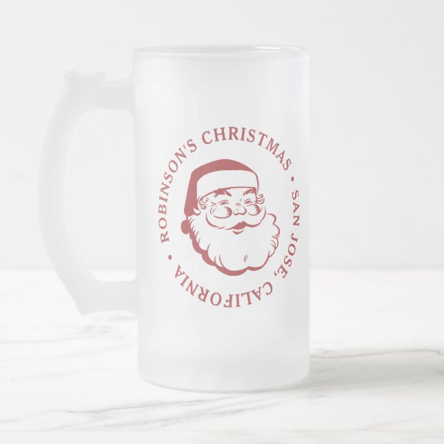 Christmas Party Santa Claus Frosted Glass Beer Mug (Left)