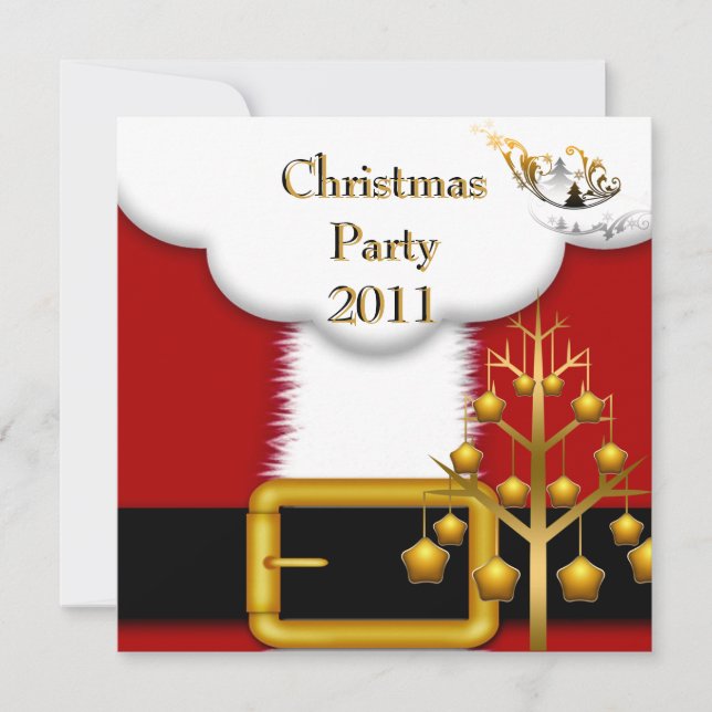 Christmas Party Santa Suit Red  Xmas Invitation (Front)