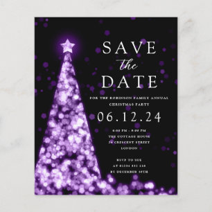 Christmas Party Save The Date Glam Purple Invite Flyer