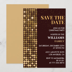 Christmas Party  Save the date Gold Invitation