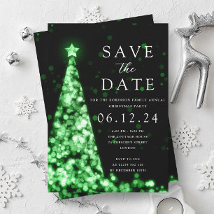 Christmas Party Save The Date Green Tree Glam  Invitation