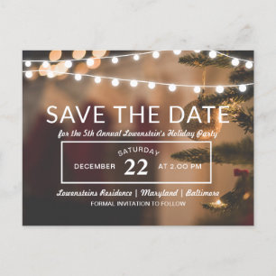 Christmas Party Save The Date String Lights Announcement Postcard