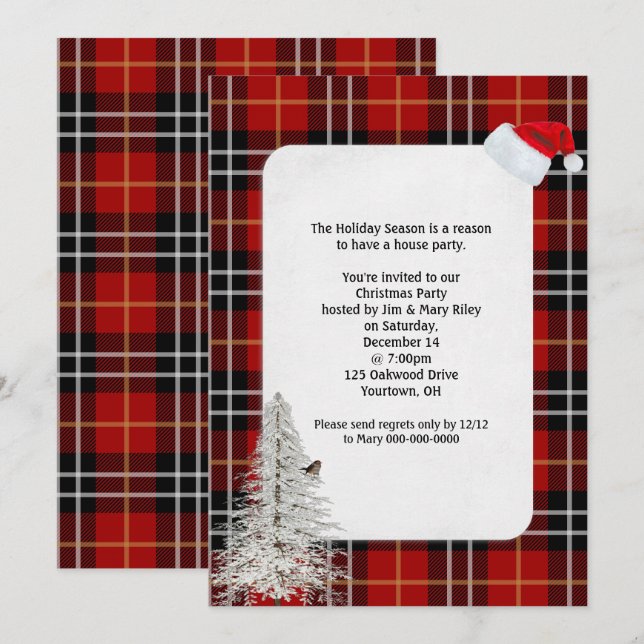Christmas Party Scottish tartan plaid design Invitation (Front/Back)