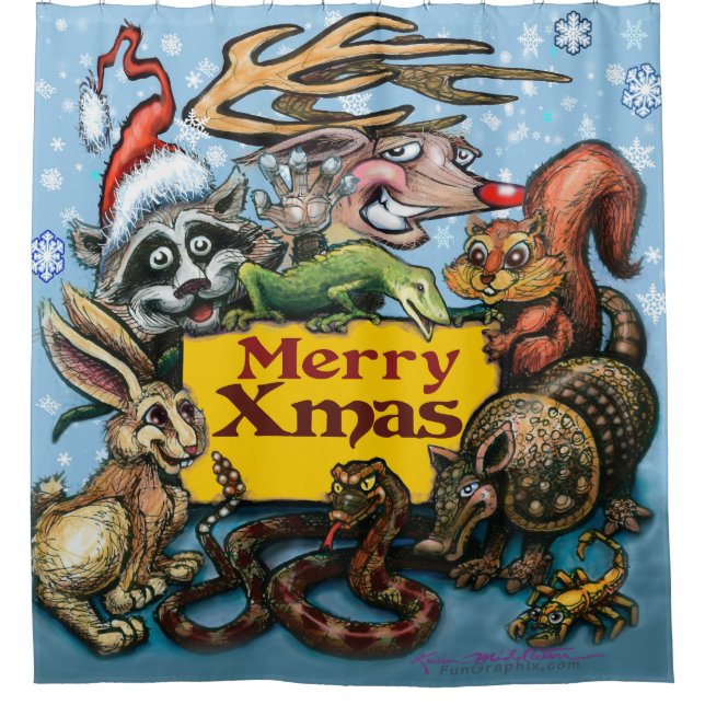 Christmas Party Shower Curtain (Front)