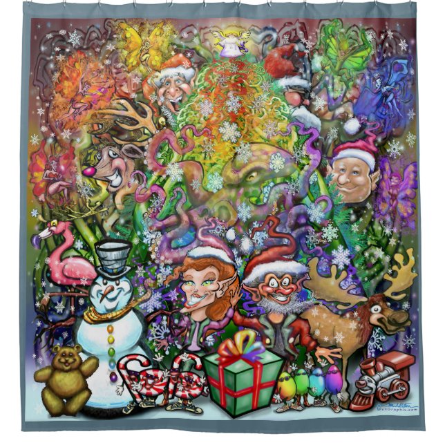 Christmas Party Shower Curtain (Front)