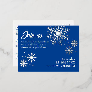 Christmas Party Silver Foil Snowflake Postcard