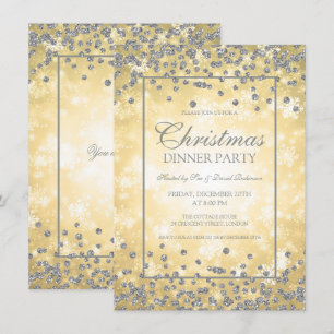 Christmas Party Silver Gold Glitter Winter Wonder Invitation