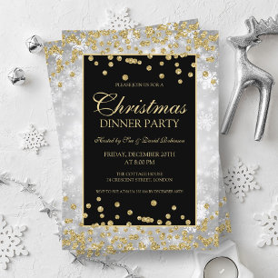 Christmas Party Silver Gold Glitter Winter Wonder Invitation
