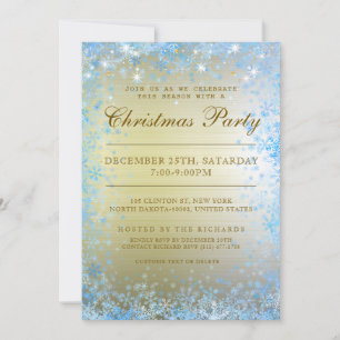 Christmas Party Snowflake Glitter Sparkle Stars Invitation