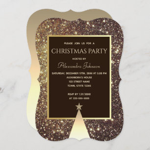 Christmas Party Sparkle Gold Invitation