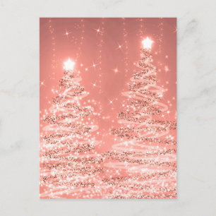 Christmas Party Sparkling Trees Rose Gold Postcard