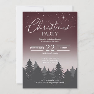 Christmas Party Starry Night Scene Red Invitation