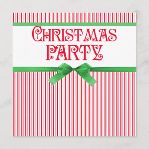 Christmas Party Striped Classy Square Ribbon Look Invitation