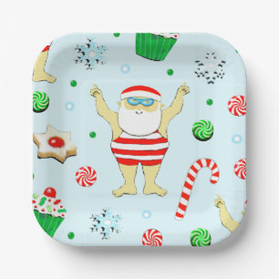 Christmas Party Swimming Beach Paper Plate