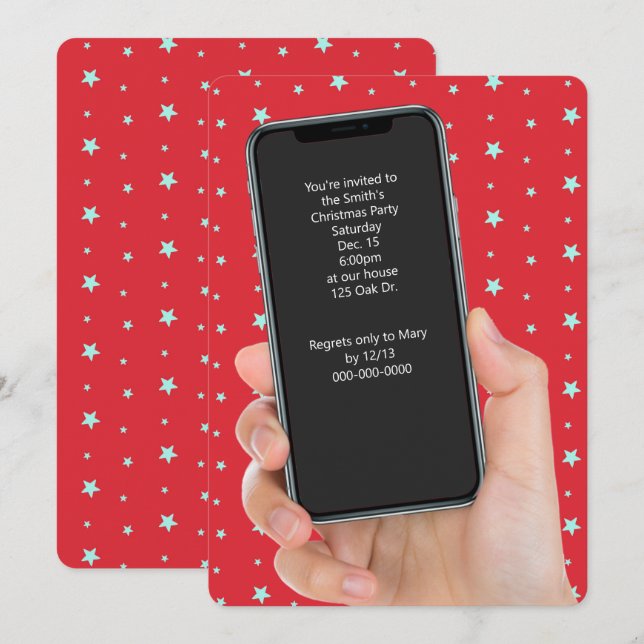 Christmas Party Text Message on phone Invitation (Front/Back)