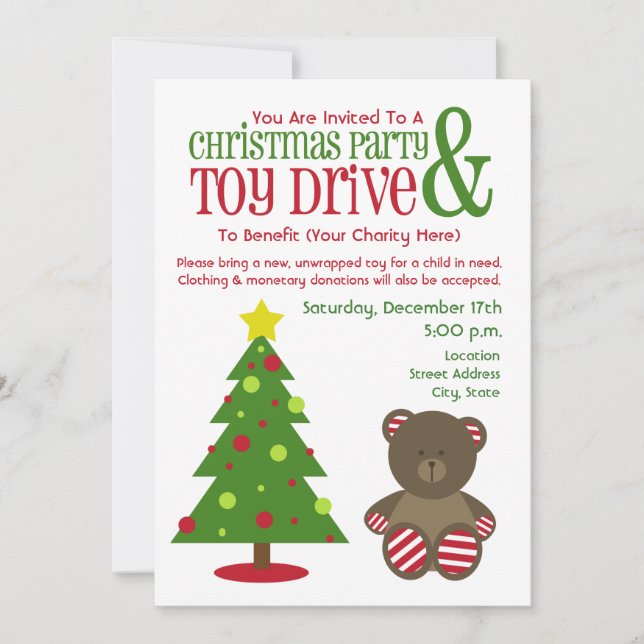 Christmas Party & Toy Drive Invitation (Front)