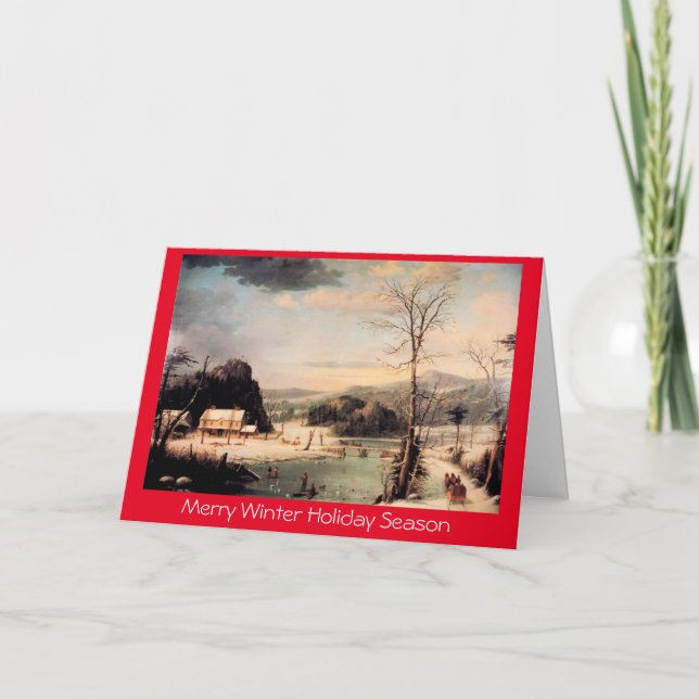 Christmas Party,traditional Xmas New Year greeting Holiday Card (Front)