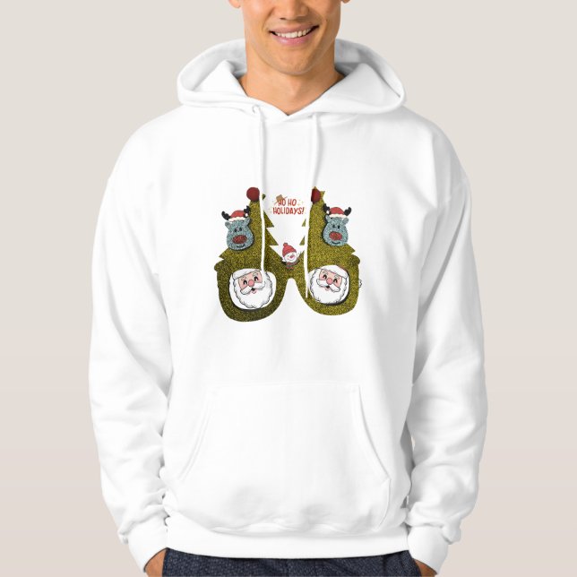 Christmas Party Tree Glasses  Hoodie (Front)
