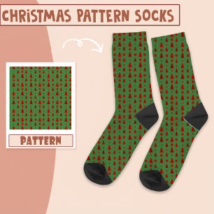 Christmas Party Trees Red And Green Pattern  Socks