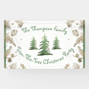 Christmas Party, Trim-The-Tree, Family Name,  Banner
