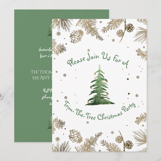 Christmas Party, Trim-The-Tree, Invitation (Front/Back)