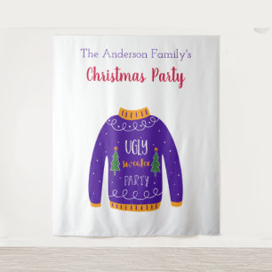 Christmas party ugly sweater blue white tapestry