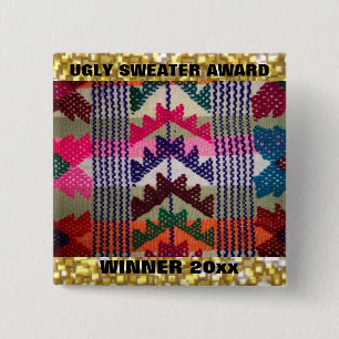 Christmas Party Ugly Sweater Contest Winner Award 15 Cm Square Badge