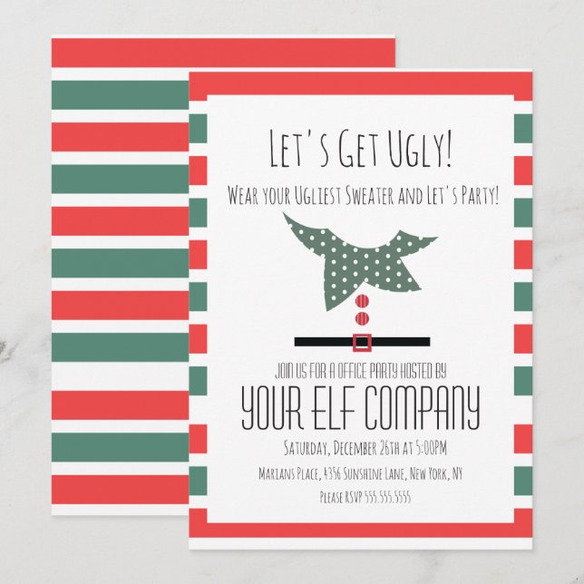 Christmas Party Ugly Sweater Office Company Event Invitation (Front/Back)