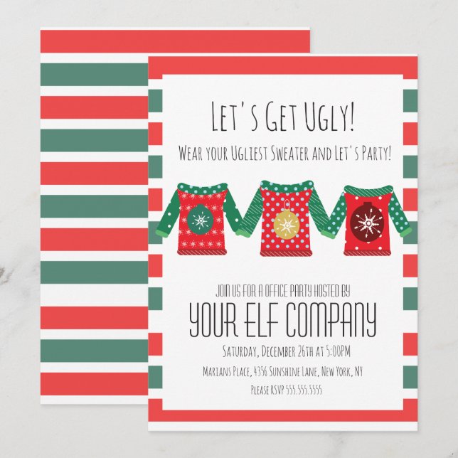 Christmas Party Ugly Sweaters Office Company Event Invitation (Front/Back)
