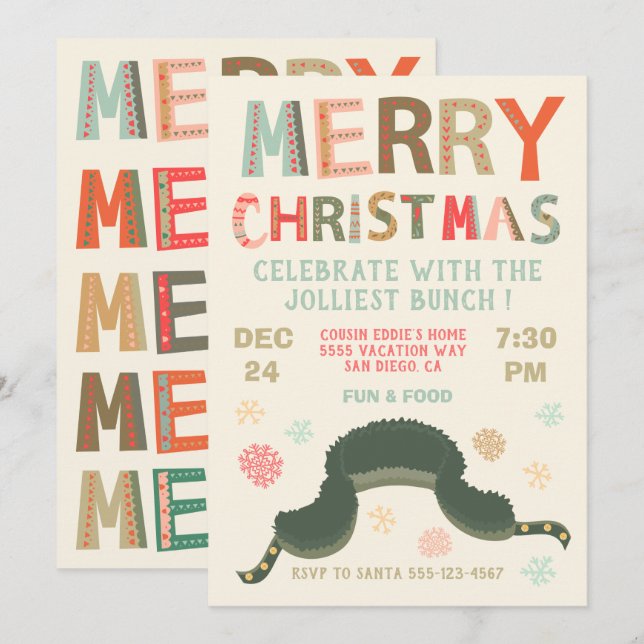 Christmas Party Vacation Eddie's Hat Holiday party Invitation (Front/Back)