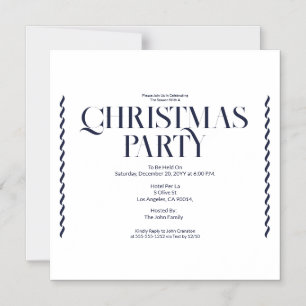 Christmas Party Vintage Elegant blue Invitation