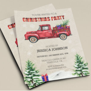 Christmas Party Watercolor Truck Budget Flyer